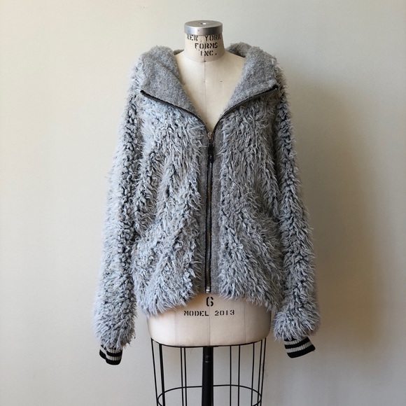 Free People Furry Dolman Jacket Grey - Picture 4 of 12